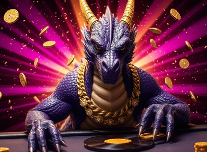 A powerful dragon mascot with gold coins representing Valor promotions