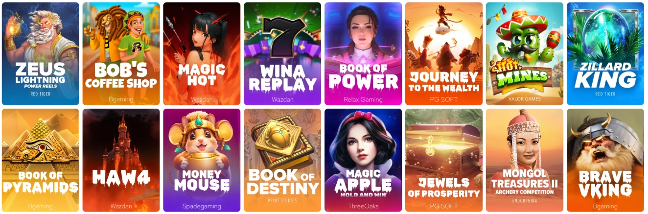 The Valor Casino game lobby with titles like Zeus Lightning and Brave Viking