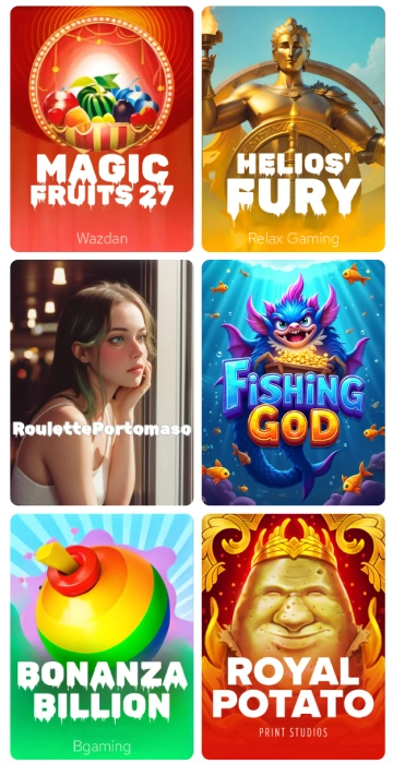 A mobile view of top Valor Casino slot games including Magic Fruits 27